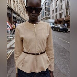 Zara Beige Belted Blazer